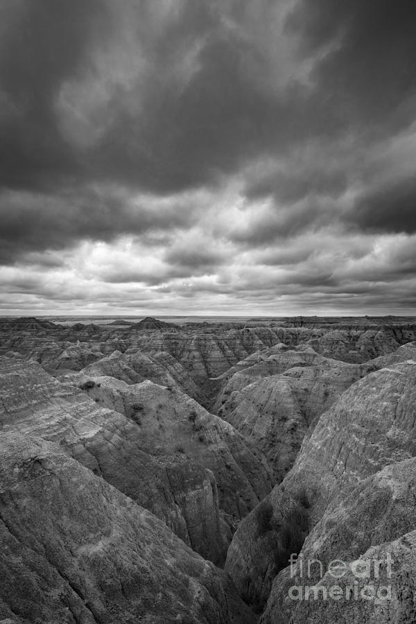 Badlands White River Valley BW Photograph by Michael Ver Sprill