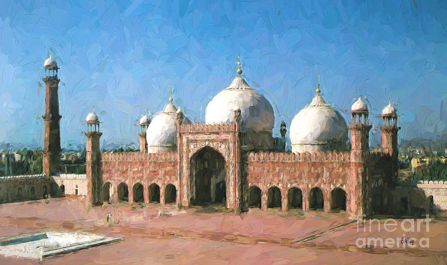 Badshahi Mosque Painting by Steve Bailey