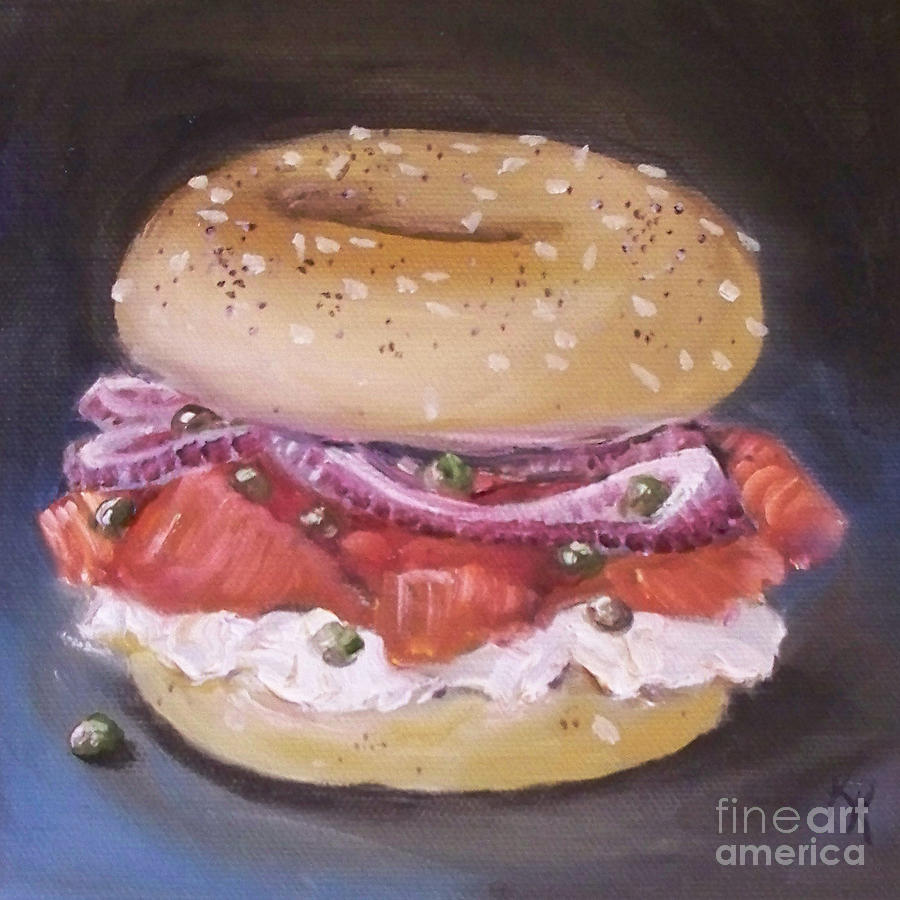 Bread Painting - Bagel and Lox by Kristine Kainer