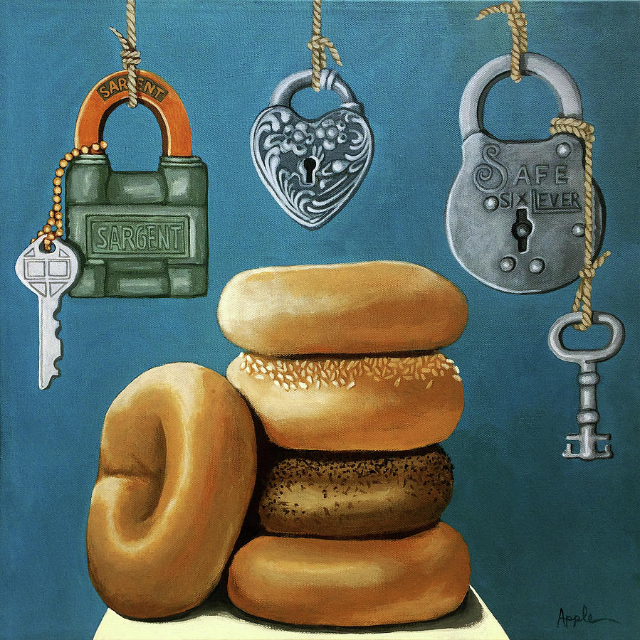 Bagels and Locks Painting by Linda Apple