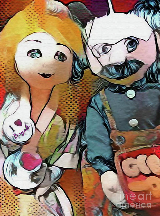 Bagels and Tea with Bubby and Zaidy Digital Art by Nina Silver