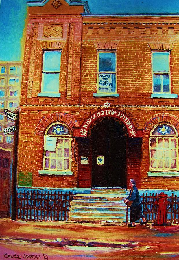 City Scene Painting - Bagg Street Synagogue by Carole Spandau