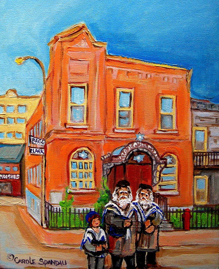 City Scene Painting - Bagg Street Synagogue Sabbath by Carole Spandau