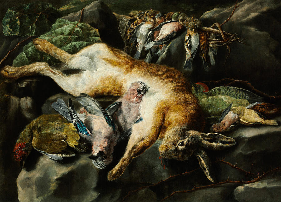 Bagged Hare and Game-Fowl Painting by Jan Fyt
