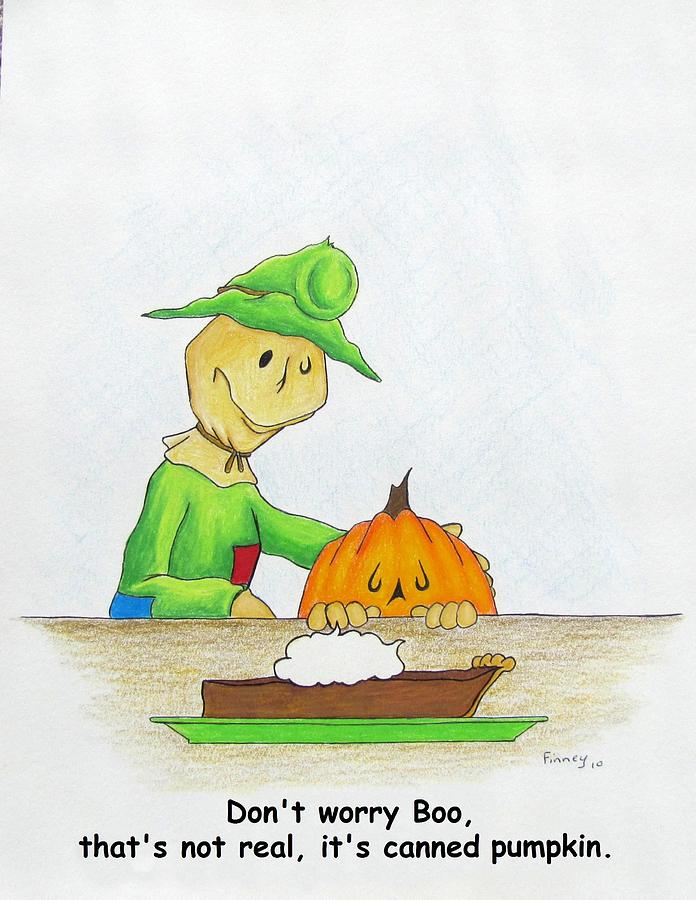 Baggs And Boo Canned Pumpkin Drawing by Michael  TMAD Finney