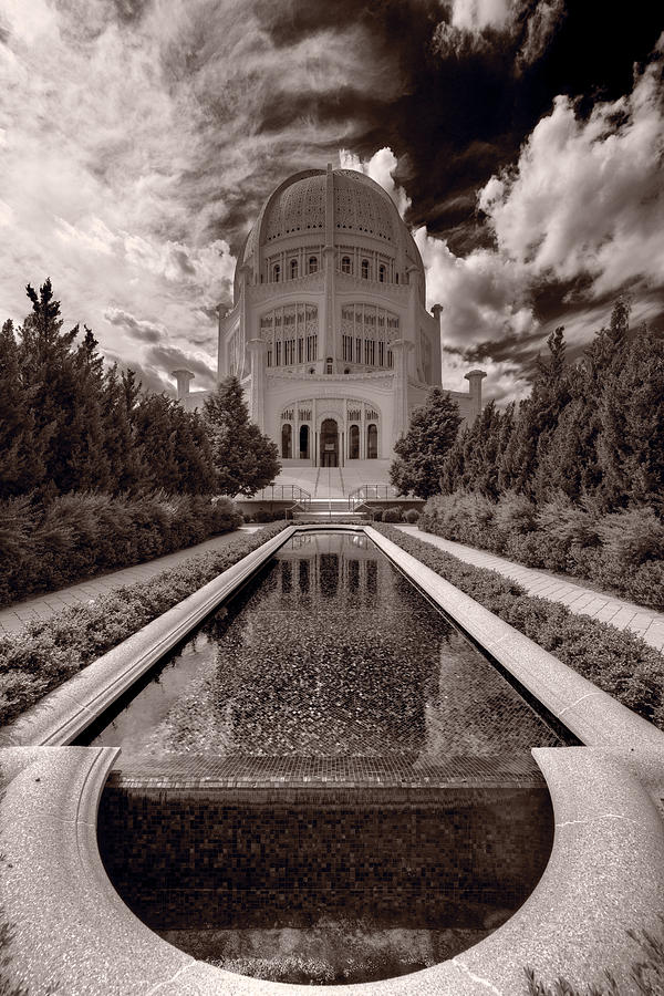 Architecture Photograph - Bahai Temple Reflecting Pool by Steve Gadomski