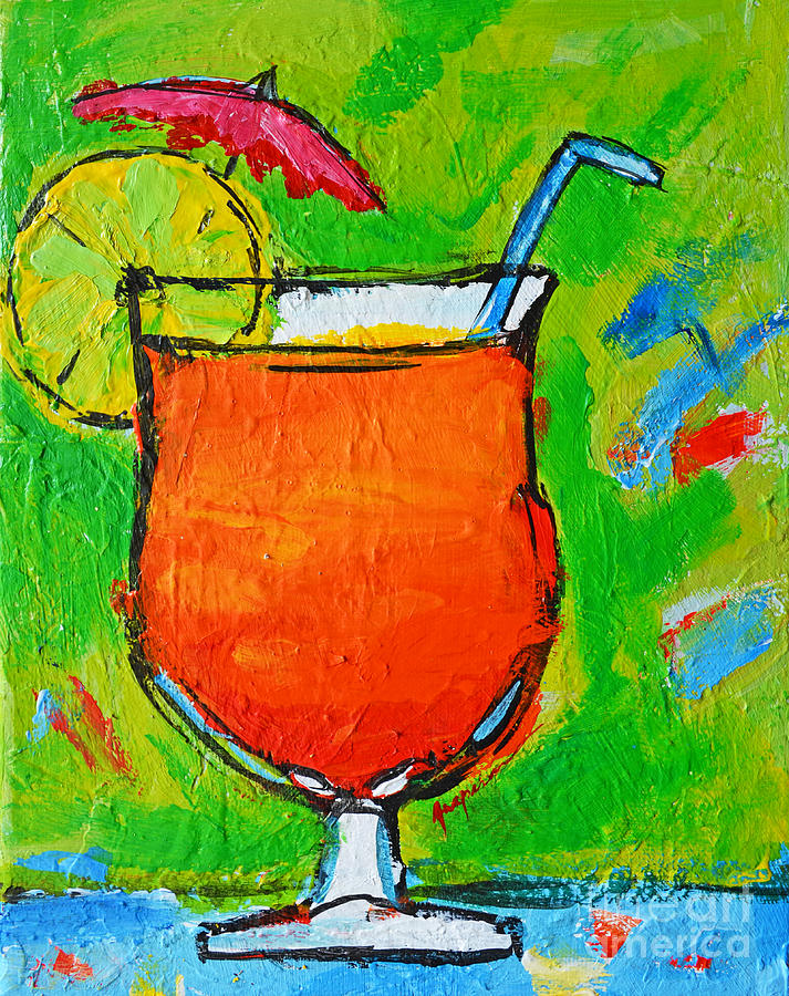 Pineapple Painting - Bahama Mama - Tropical Drink by Patricia Awapara