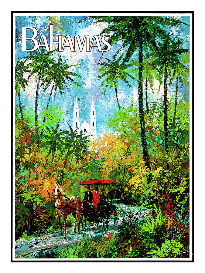 Vintage Painting - Bahamas, tropic jungle ride by Long Shot