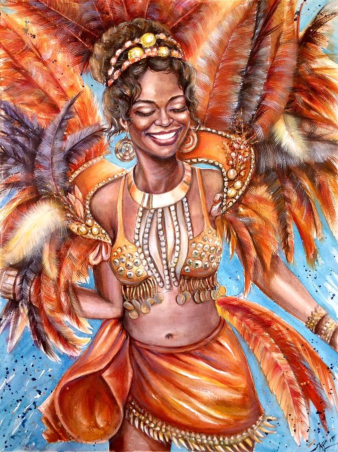 Bahamian carnival Painting by Katerina Kovatcheva