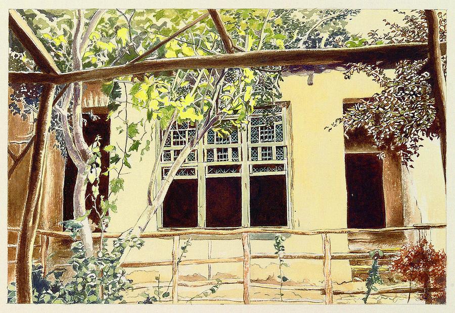 Bahaullahs  country house in Takur Painting by Sue Podger