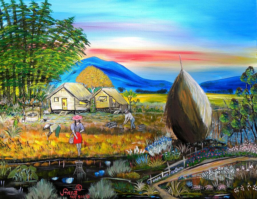 Bahay Kubo Painting - BAHAY KUBO big file by Anna Baker