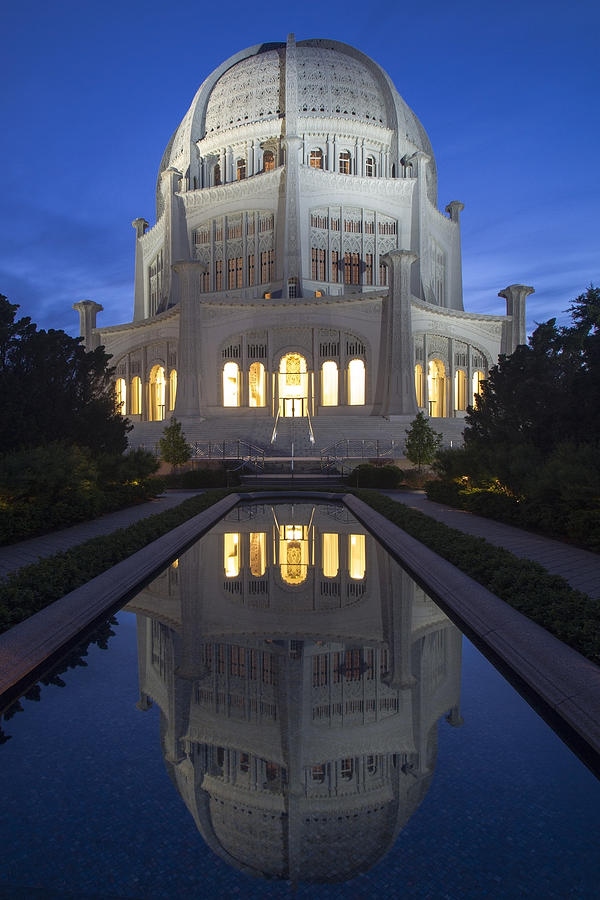 Architecture Photograph - Bahi Temple with reflection pool at dusk by Sven Brogren