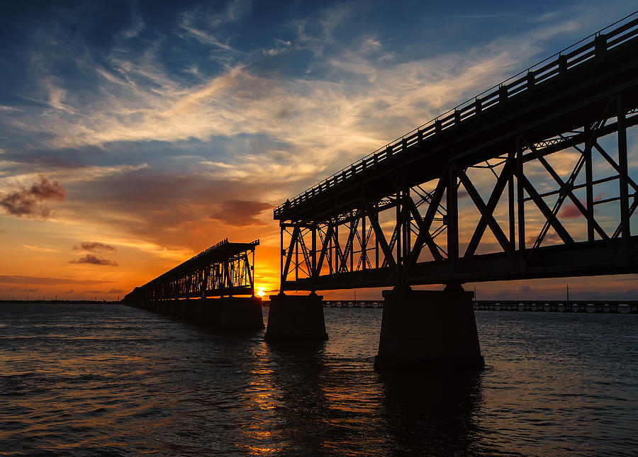 Beach Photograph - Bahia Bridge Sunset by Gary Oliver