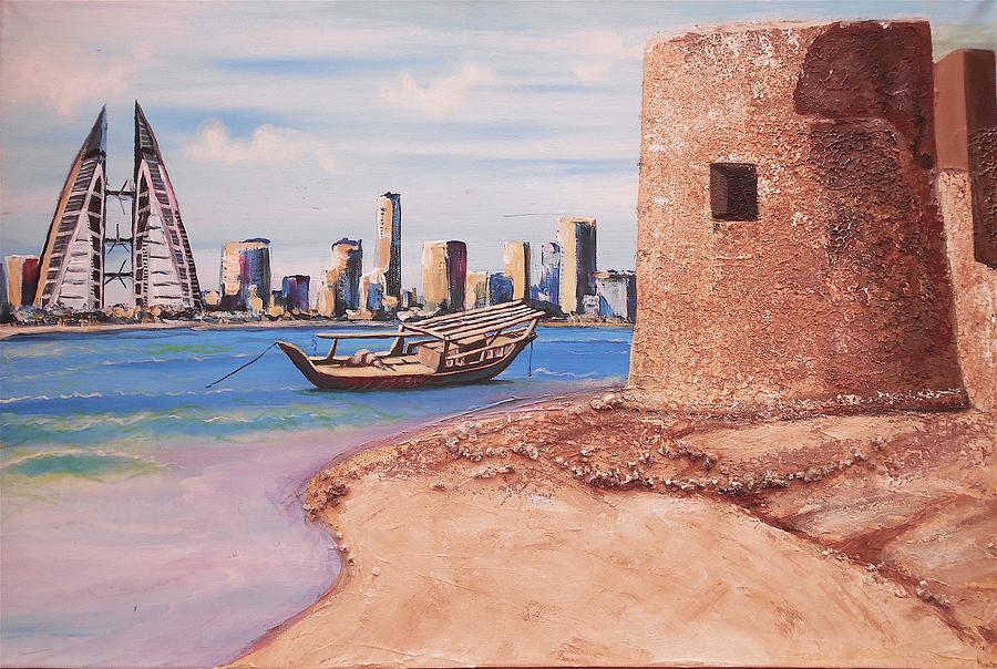 Landscape Painting - Bahrain Beach by Eric Shelton