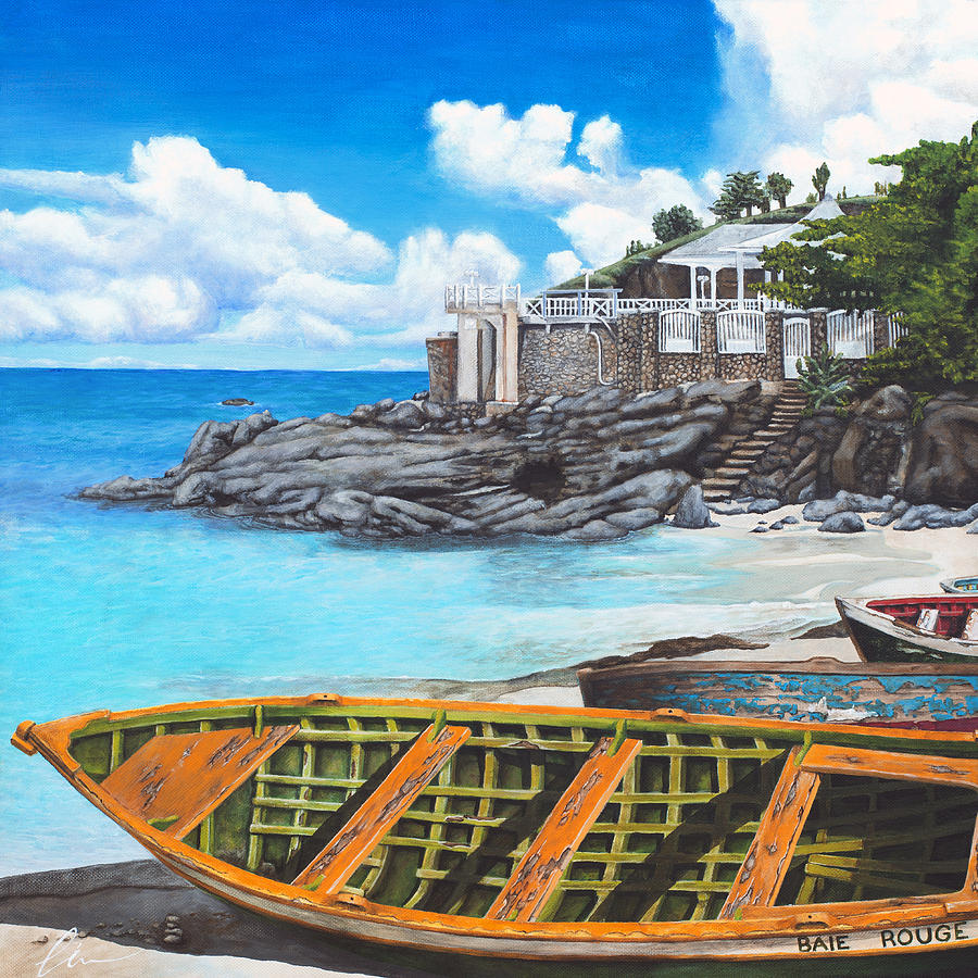 Boat Painting - Baie Rouge by Cindy D Chinn