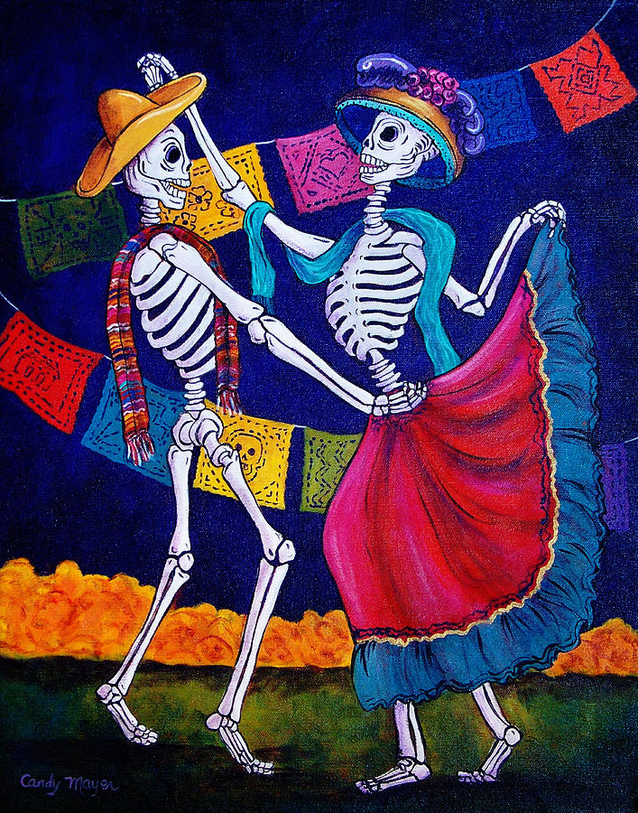 Skeleton Painting - Bailando by Candy Mayer