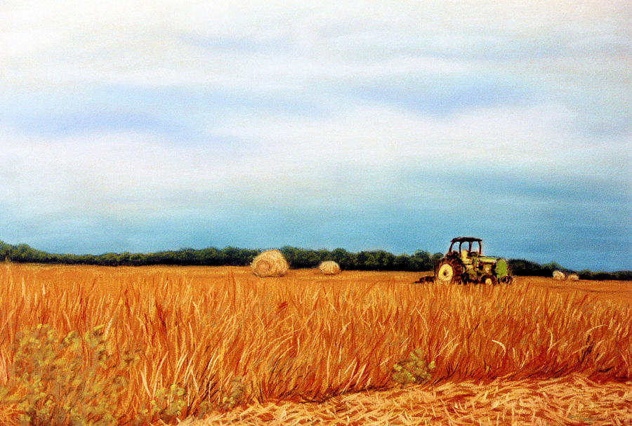 Bailing Hay Pastel by Jan Amiss Photography