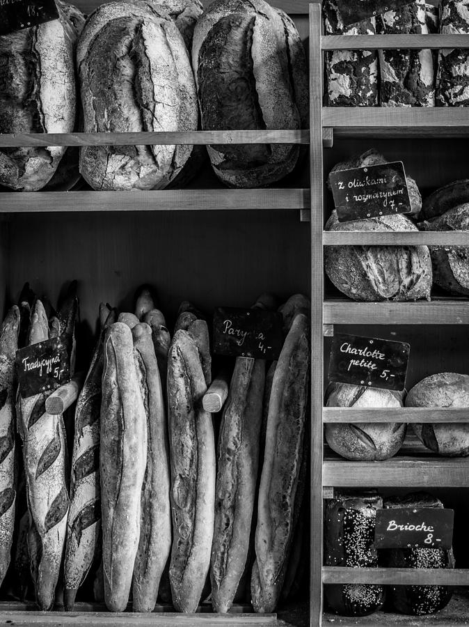 Bread Photograph - Baked Bread Number Two - Black and White by Kaleidoscopik Photography