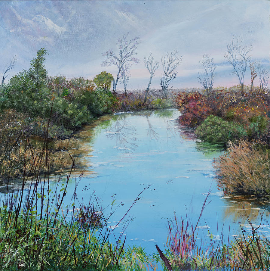 Baker Wetlands, Lawrence, Ks Painting by Nadine Button