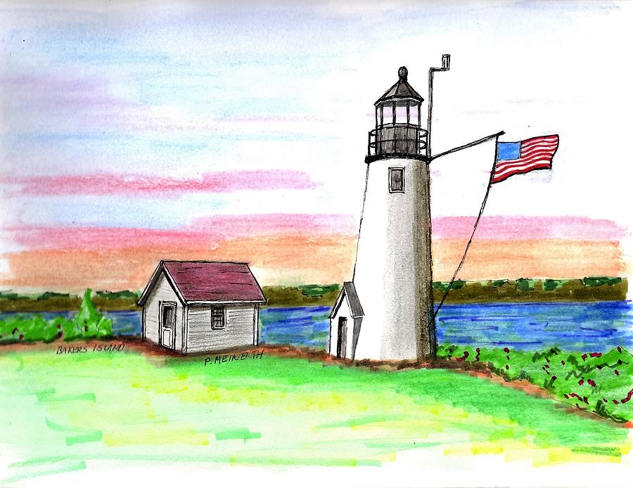 Bakers Island Drawing by Paul Meinerth