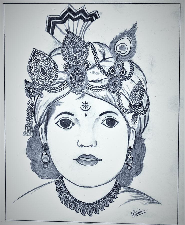 Pencil Sketch Of Bal Krishna | DesiPainters.com