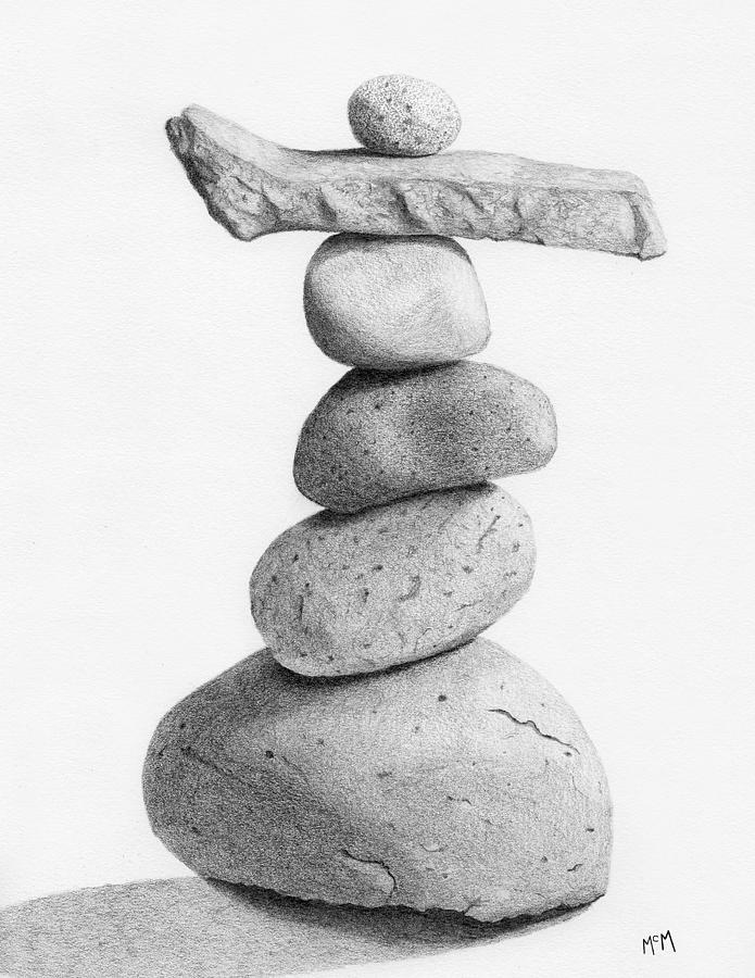 Cairn Drawing - Balance 4  drawing  by Garry McMichael