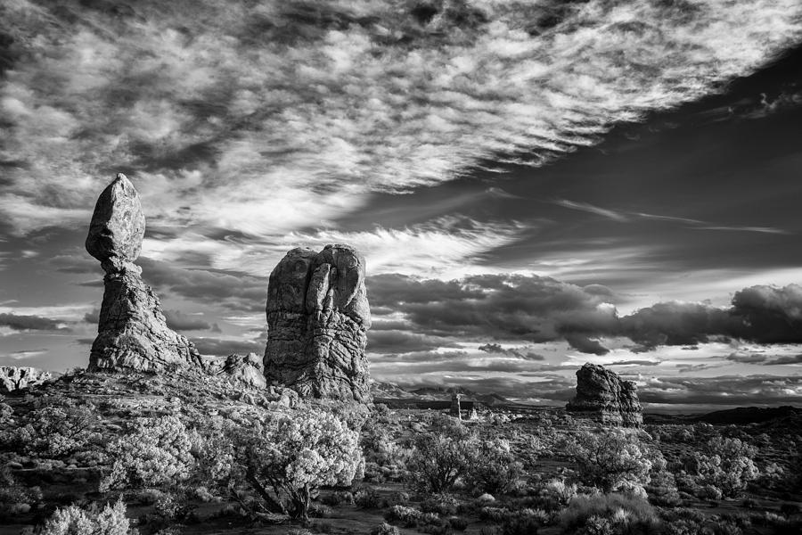 Black And White Photograph - Balanced Rock and Friends by Jon Glaser