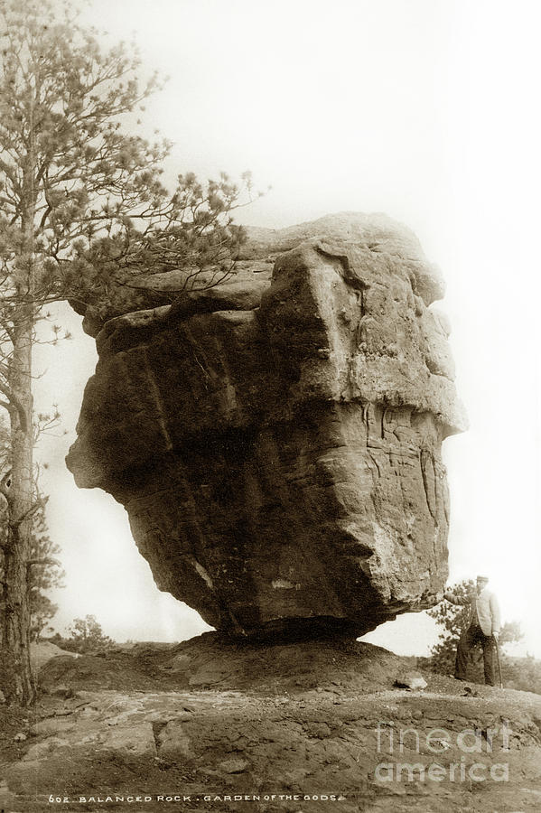 Colorado Photograph -  Balanced Rock. Garden of the Gods, Colorado circa 1890 by Monterey County Historical Society