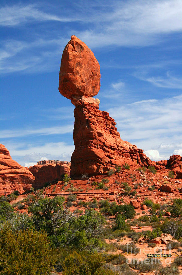 Balanced Rock in Arches National Park, Moab, Utah Painting by Corey Ford