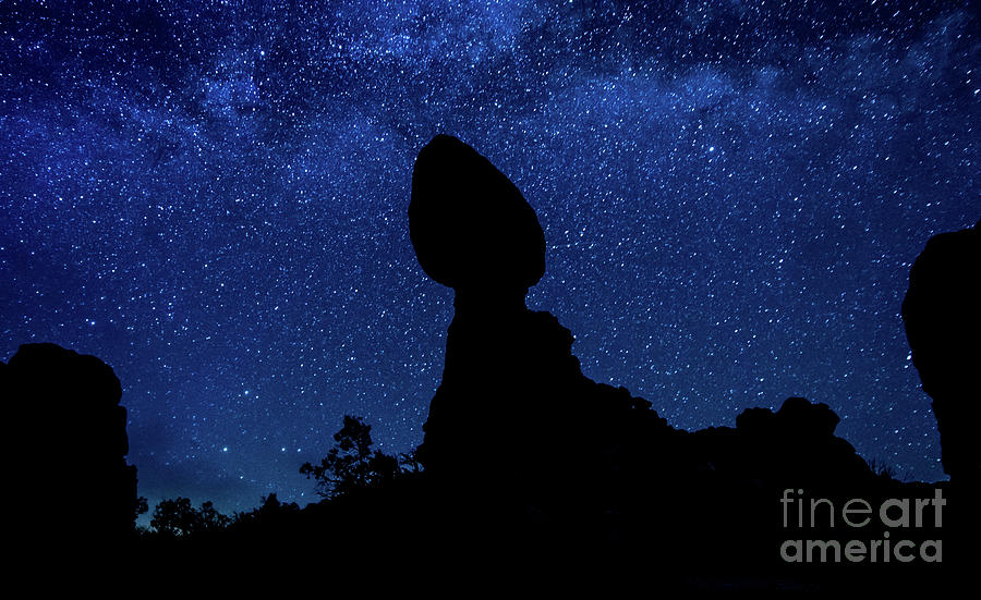 Balanced Rock Silhouette and the Milky Way Photograph by Gary Whitton