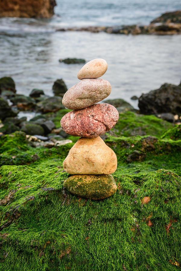 Balancing Zen Stones By The Sea IV Photograph by Marco Oliveira