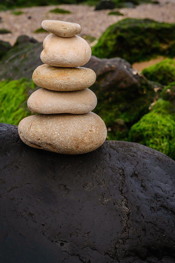 Balancing Zen Stones By The Sea V Photograph by Marco Oliveira