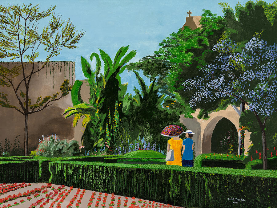 San Diego Painting - Belle and Her Mom in Balboa Park by Todd Martin