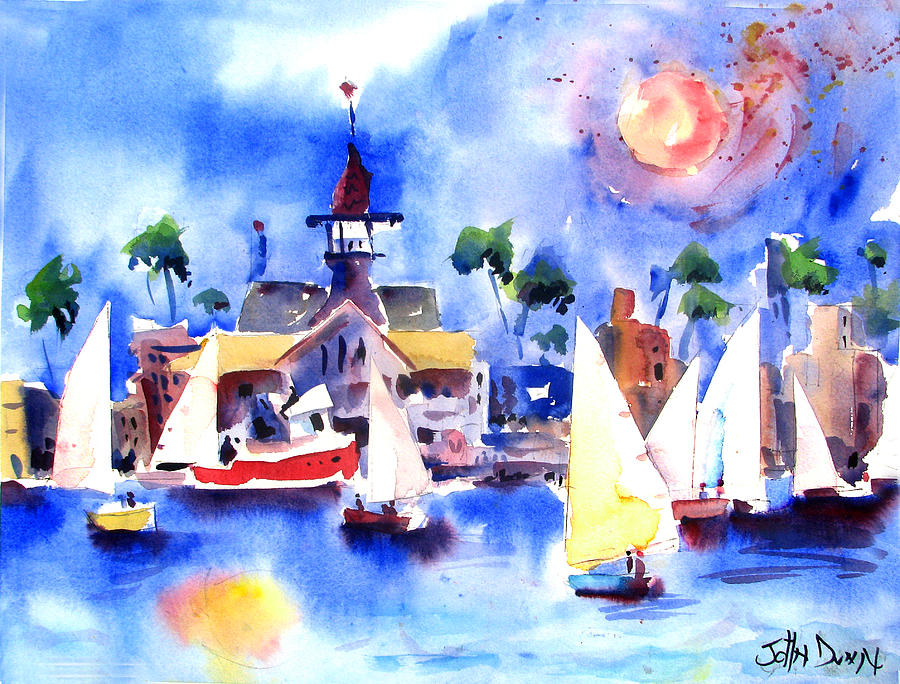 Boat Painting - Balboa Sails by John Dunn