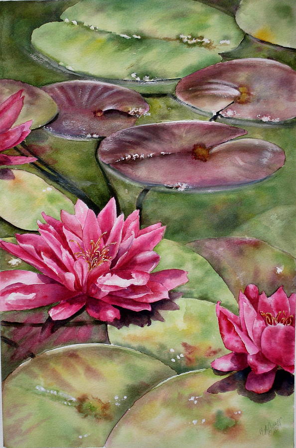 Balboa Water Lilies Painting by Mary McCullah