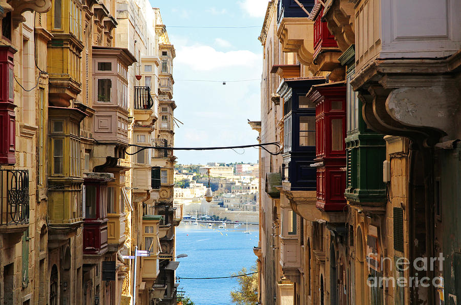 Vintage Photograph - Balconies of Valletta 2 by Jasna Buncic