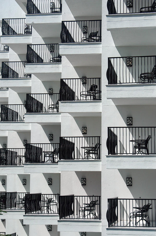 Architecture Photograph - Balcony Geometry by Alynne Landers