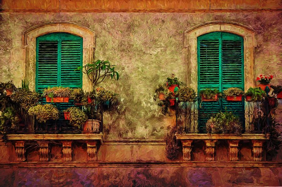 Balcony in Venice  Painting by Louis Ferreira