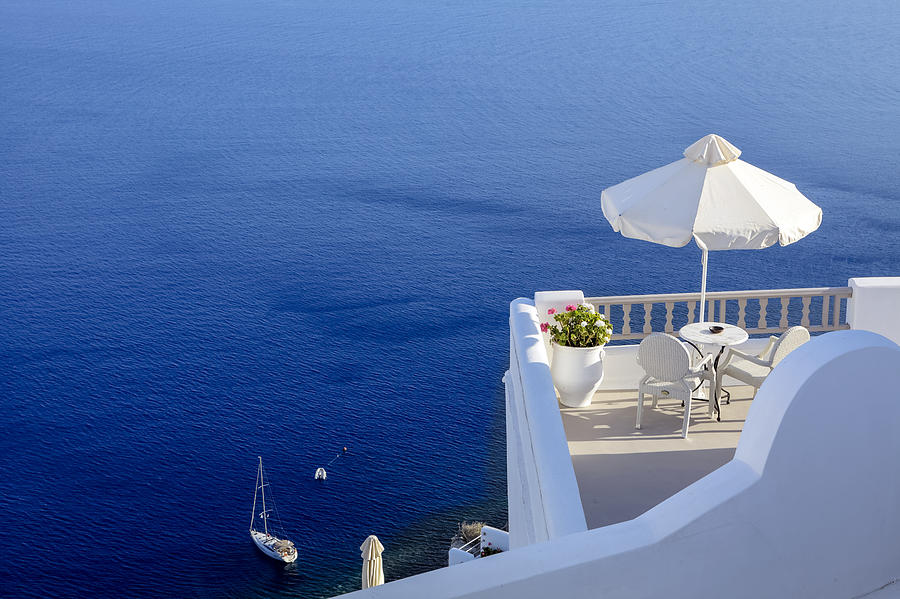 Greek Photograph - Balcony Over The Sea by Joana Kruse
