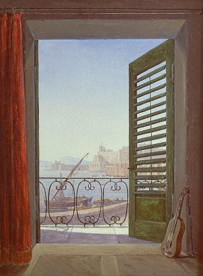 Balcony Room with a View of the Bay of Naples Painting by Carl Gustav Carus