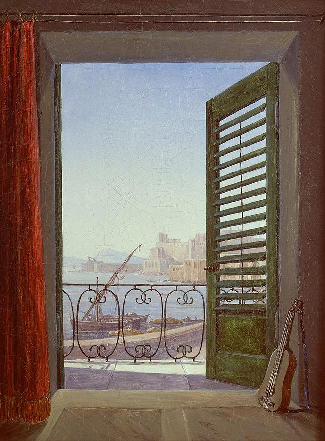 Balcony Room with a View of the Bay of Naples Painting by MotionAge Designs