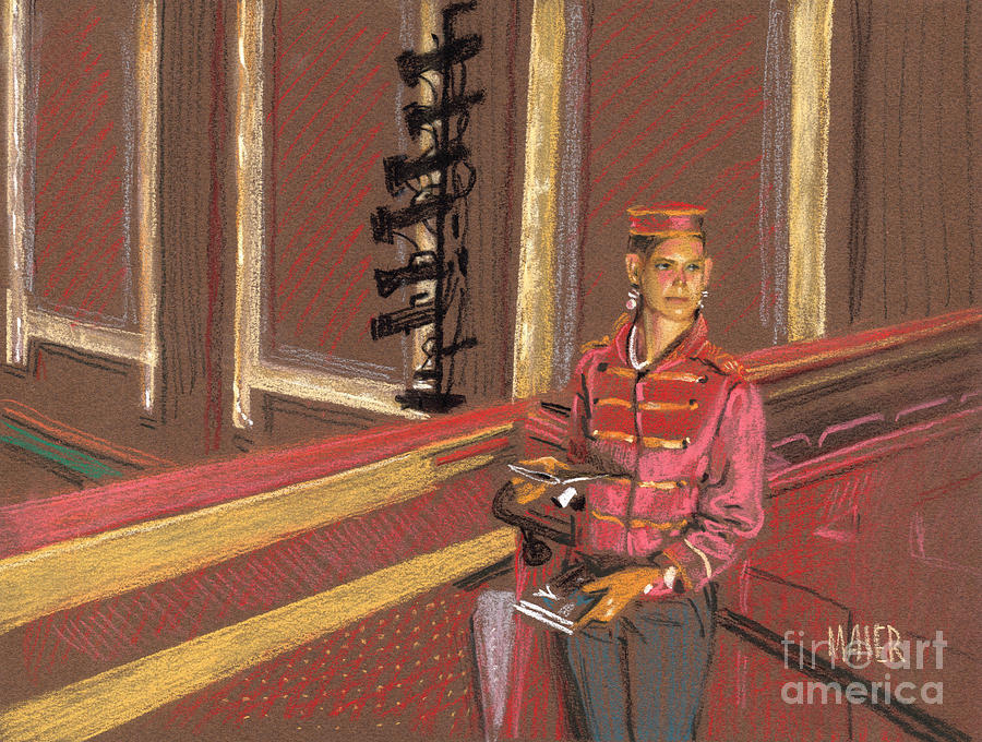 Balcony Usher Drawing by Donald Maier