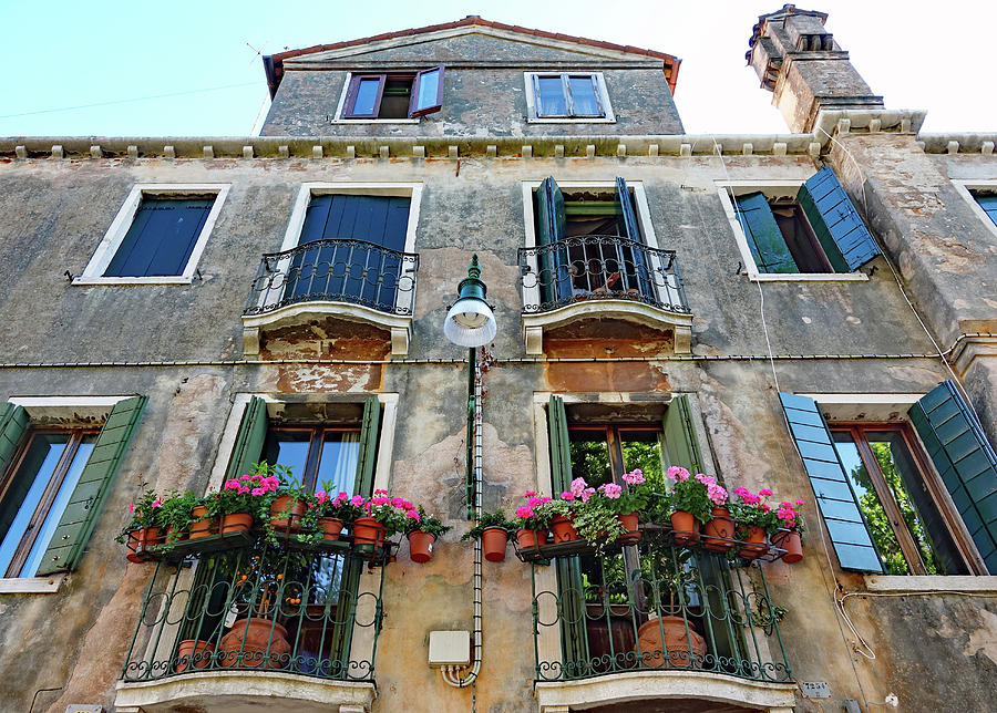 Balcony With Flowers In Venice, Italy Photograph by Rick Rosenshein