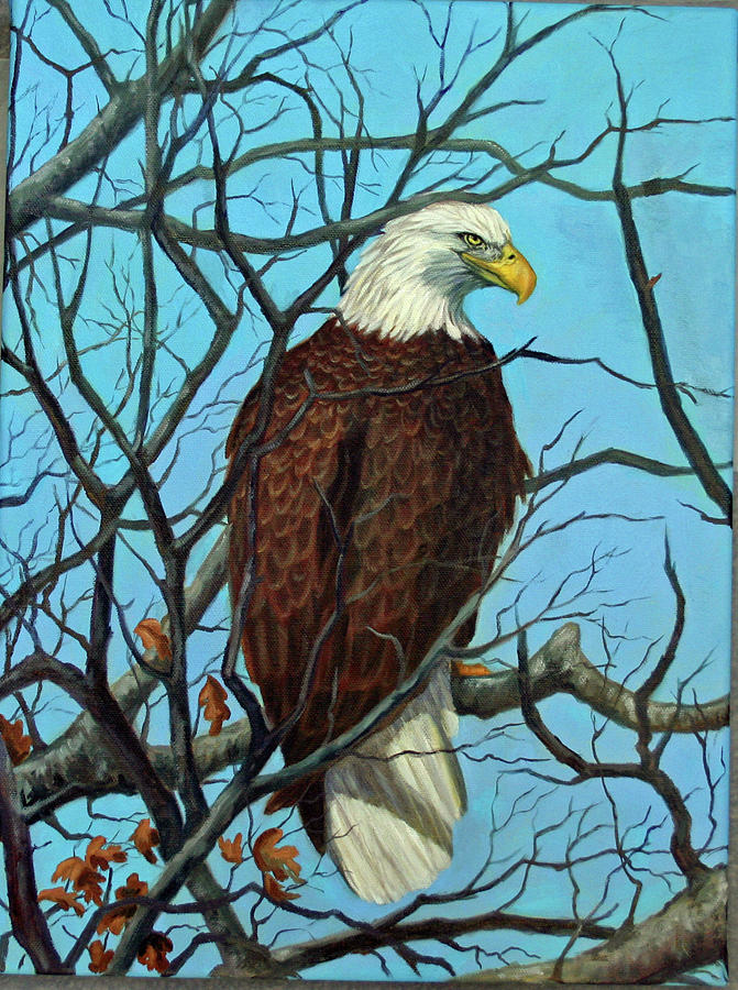 Bird Painting - Bald Eagle Alert by Mary Singer