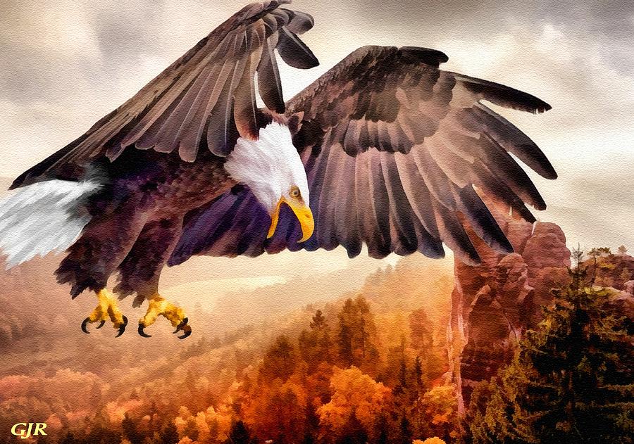 Bald Eagle Closing In For The Catch L A S Digital Art by Gert J Rheeders