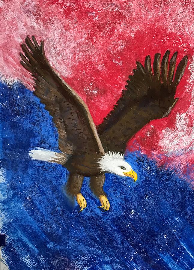 Bald Eagle In Flight Painting by Donna Chambers