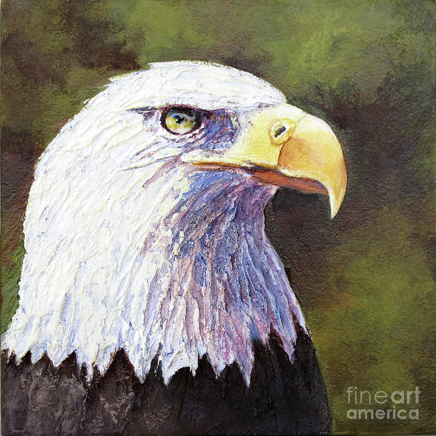 Bald Eagle Portrait Painting by Bonnie Rinier