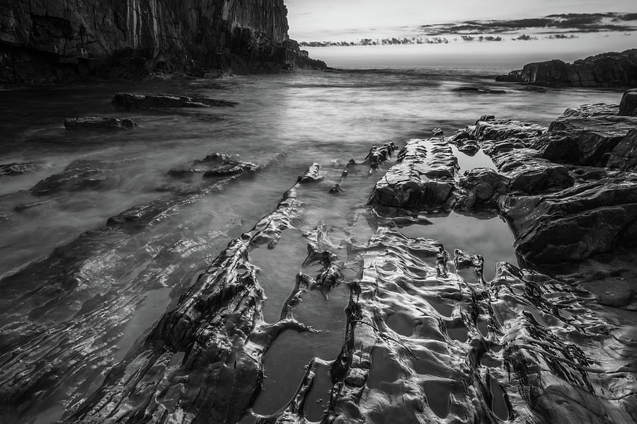 Bald Head Cliff in Black and White Photograph by Kristen Wilkinson