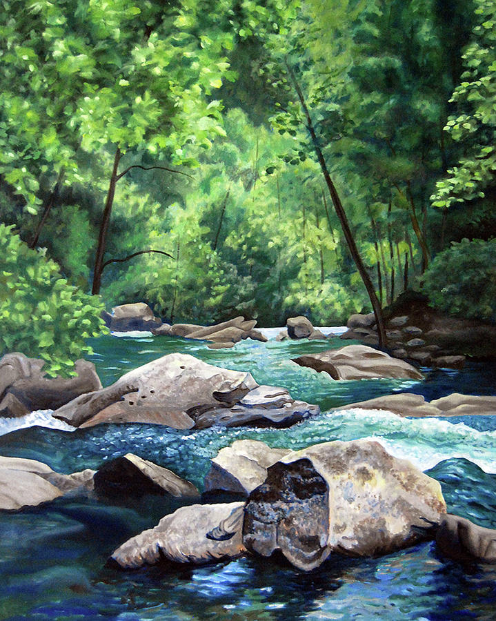 Bald River Falls Painting by Nancy Viola - Pixels