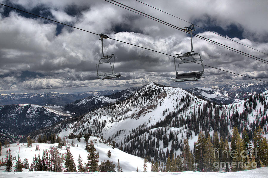 Baldy Lift Chairs In The Clouds Photograph by Adam Jewell